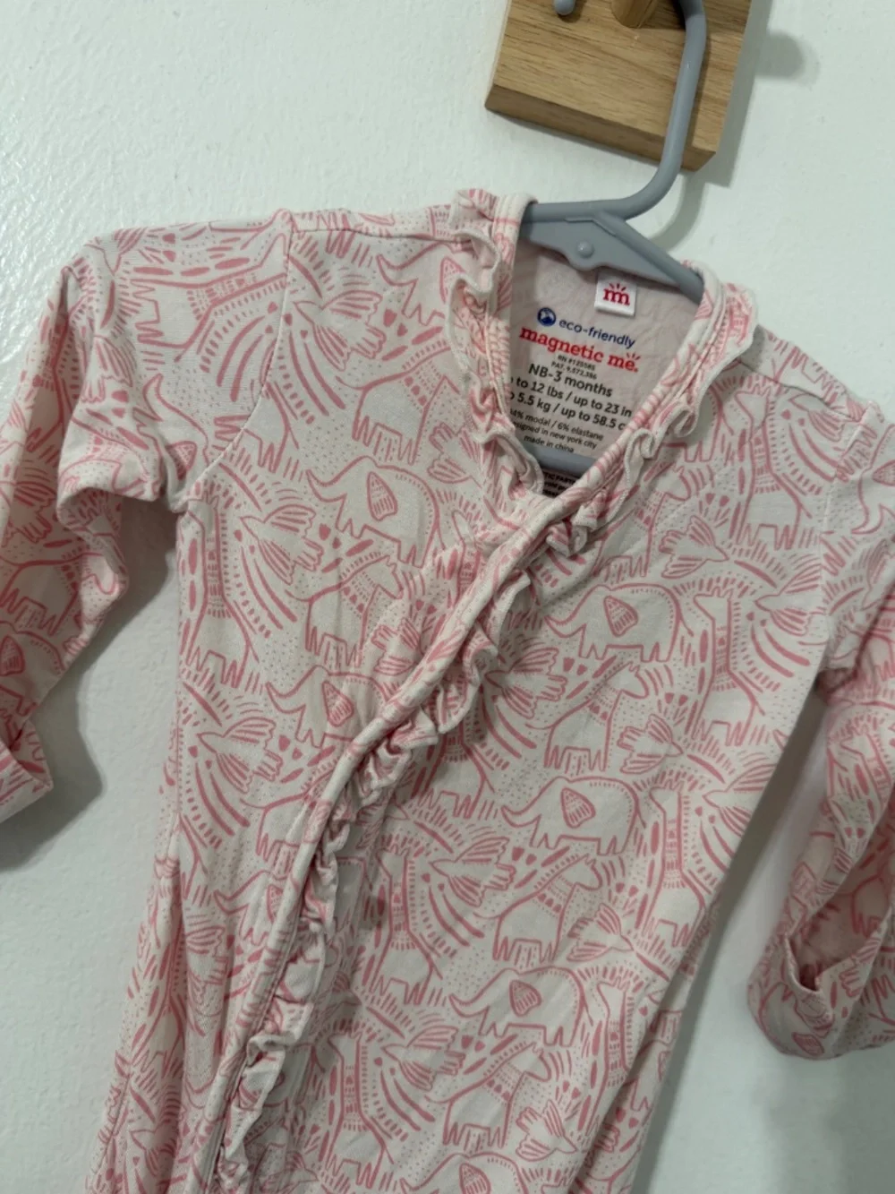 Magnetic Me Newborn Modal Gown Sleeper Pink Animals